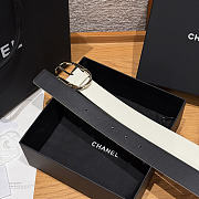 CHANEL | Double-sided calfskin belt Gold/Black and White - 5
