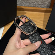 CHANEL | Double-sided caviar skin belt Silver/Black - 4