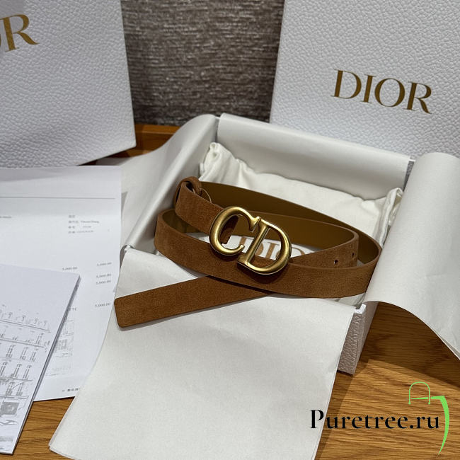 DIOR | 2cm Suede Women's Belt Tan Color - 1