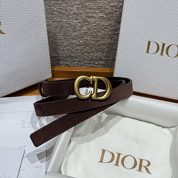 DIOR | 2cm Suede Women's Belt Dark Brown 