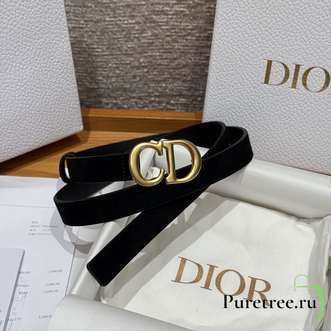 DIOR | 2cm Suede Women's Belt Black Color - 1