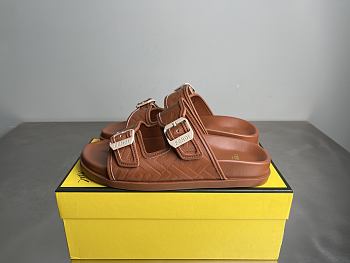FENDI | FF Double Strap Monogram Sandals In Brown