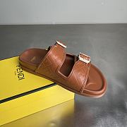 FENDI | FF Double Strap Monogram Sandals In Brown - 5