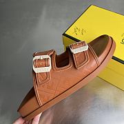 FENDI | FF Double Strap Monogram Sandals In Brown - 3