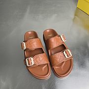 FENDI | FF Double Strap Monogram Sandals In Brown - 2