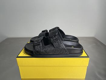 FENDI | FF Double Strap Monogram Sandals In Black