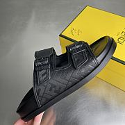 FENDI | FF Double Strap Monogram Sandals In Black - 6