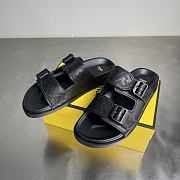 FENDI | FF Double Strap Monogram Sandals In Black - 2