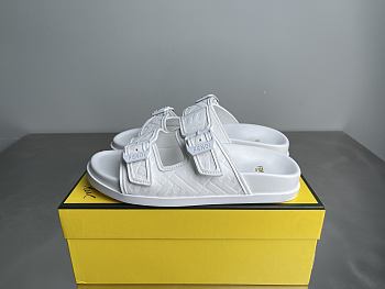 FENDI | FF Double Strap Monogram Sandals In White