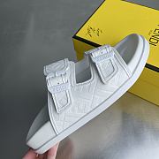 FENDI | FF Double Strap Monogram Sandals In White - 6
