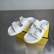 FENDI | FF Double Strap Monogram Sandals In White - 3