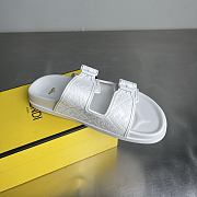 FENDI | FF Double Strap Monogram Sandals In White - 2