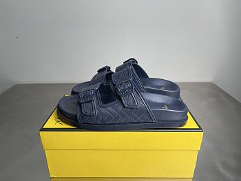 FENDI | FF Double Strap Monogram Sandals In Dark Blue