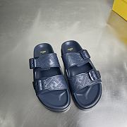 FENDI | FF Double Strap Monogram Sandals In Dark Blue - 6