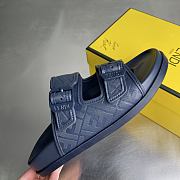 FENDI | FF Double Strap Monogram Sandals In Dark Blue - 5
