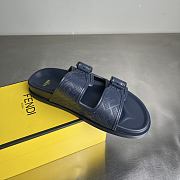 FENDI | FF Double Strap Monogram Sandals In Dark Blue - 4