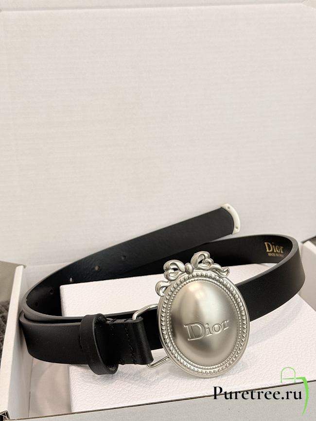 DIOR | Médaillon Belt 25mm Silver Buckle Black Smooth Calfskin - 1