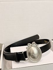 DIOR | Médaillon Belt 25mm Silver Buckle Black Smooth Calfskin - 1