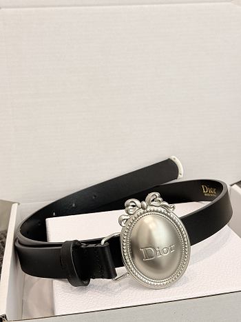 DIOR | Médaillon Belt 25mm Silver Buckle Black Smooth Calfskin