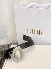 DIOR | Médaillon Belt 25mm Silver Buckle Black Smooth Calfskin - 4