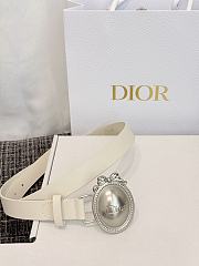 DIOR | Médaillon Belt 25mm Silver Buckle White Smooth Calfskin - 4