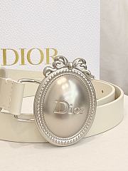 DIOR | Médaillon Belt 25mm Silver Buckle White Smooth Calfskin - 6