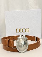 DIOR | Médaillon Belt 25mm Silver Buckle Brown Smooth Calfskin - 1