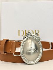 DIOR | Médaillon Belt 25mm Silver Buckle Brown Smooth Calfskin - 2