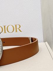 DIOR | Médaillon Belt 25mm Silver Buckle Brown Smooth Calfskin - 4