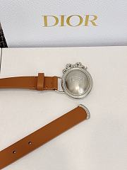 DIOR | Médaillon Belt 25mm Silver Buckle Brown Smooth Calfskin - 5