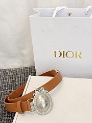 DIOR | Médaillon Belt 25mm Silver Buckle Brown Smooth Calfskin - 6
