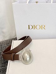 DIOR | Médaillon Belt 25mm Silver Buckle Chocolate Brown Smooth Calfskin - 2