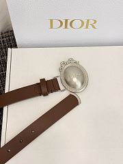DIOR | Médaillon Belt 25mm Silver Buckle Chocolate Brown Smooth Calfskin - 4