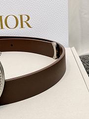 DIOR | Médaillon Belt 25mm Silver Buckle Chocolate Brown Smooth Calfskin - 6