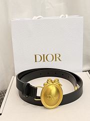 DIOR | Médaillon Belt 25mm Gold Buckle Black Smooth Calfskin - 1