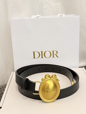 DIOR | Médaillon Belt 25mm Gold Buckle Black Smooth Calfskin
