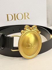 DIOR | Médaillon Belt 25mm Gold Buckle Black Smooth Calfskin - 3