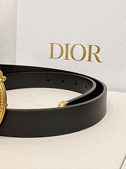 DIOR | Médaillon Belt 25mm Gold Buckle Black Smooth Calfskin - 2