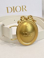 DIOR | Médaillon Belt 25mm Gold Buckle White Smooth Calfskin - 5