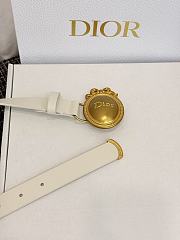 DIOR | Médaillon Belt 25mm Gold Buckle White Smooth Calfskin - 2