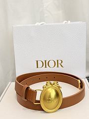 DIOR | Médaillon Belt 25mm Brown Buckle White Smooth Calfskin - 1