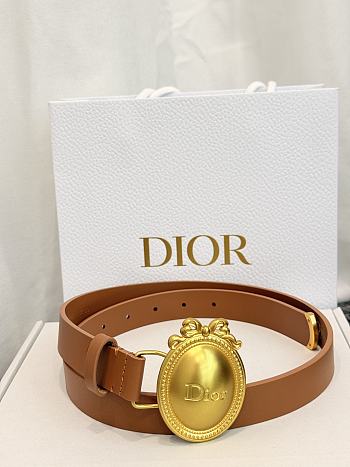 DIOR | Médaillon Belt 25mm Brown Buckle White Smooth Calfskin