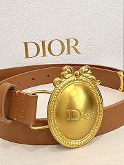 DIOR | Médaillon Belt 25mm Brown Buckle White Smooth Calfskin - 6