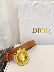 DIOR | Médaillon Belt 25mm Brown Buckle White Smooth Calfskin - 5