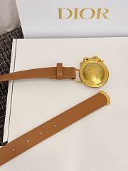 DIOR | Médaillon Belt 25mm Brown Buckle White Smooth Calfskin - 3