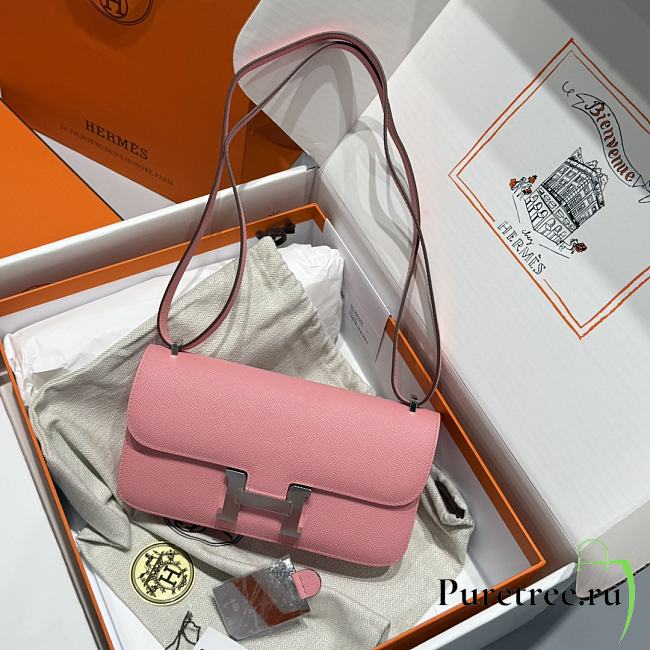 Hermès Constance Silver hardware Shoulder Bag Pastel pink - 1