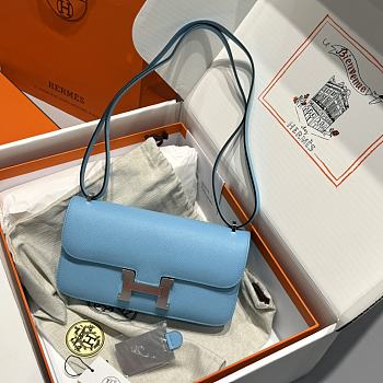 Hermès Constance Silver hardware Shoulder Bag Sky Blue