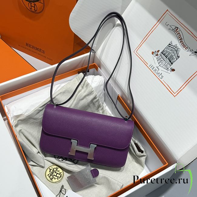 Hermès Constance Silver hardware Shoulder Bag Orchid purple - 1