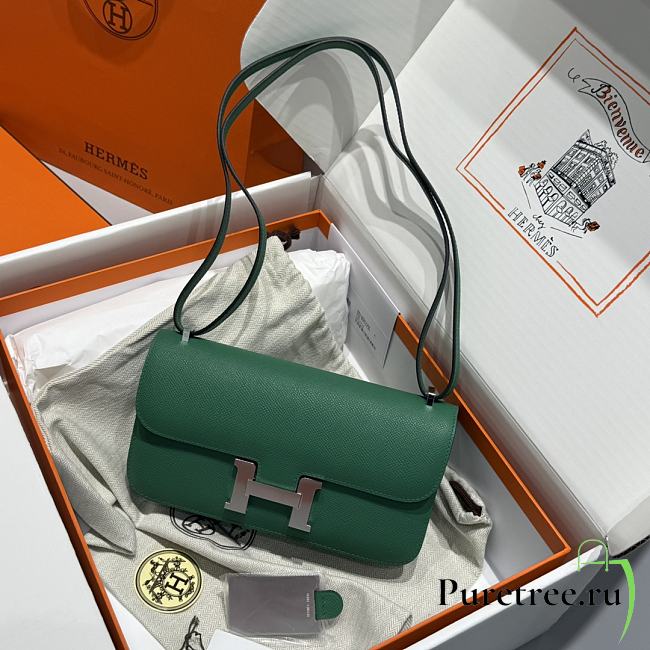 Hermès Constance Silver hardware Shoulder Bag Emerald green - 1