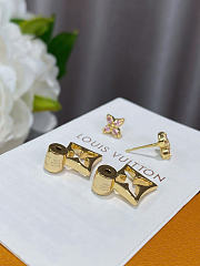 LOUIS VUITTON | Flowergram Strass earrings in gold-toned metal with pink rhinestones - 6